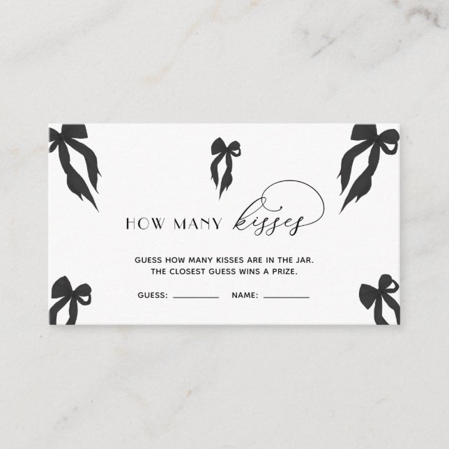 Carte D'accompagnement Elegant Black Bow Devine Combien De Baisers Jeu (Devant)
