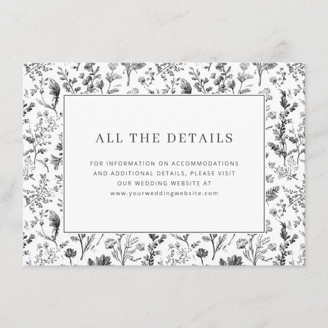 Carte D'accompagnement Elegant Black Floral Botanical (Devant)