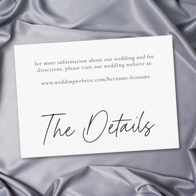 Carte D'accompagnement Elegant Black White Minimalist Wedding (Elegant Black White Minimalist Wedding Enclosure Card)