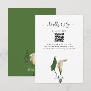 Carte D'accompagnement Elégant blanc Calla Lily Vert Mariage botanique
