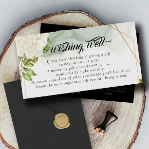 Carte D'accompagnement Elégant blanc Floral Wishing well pour Mariage