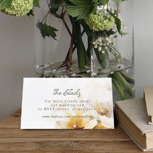 Carte D'accompagnement Élégant blanc jaune or détail