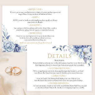 Carte D'accompagnement Elégant bleu Dusty Floral Détails du Mariage