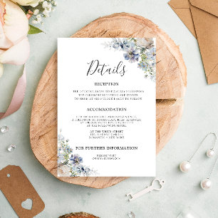 Carte D'accompagnement Elégant bleu Dusty Floral Mariage moderne