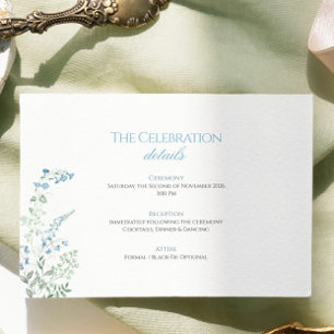 Carte D'accompagnement Élégant Bleu Poussiéreux Floral Calligraphie Maria