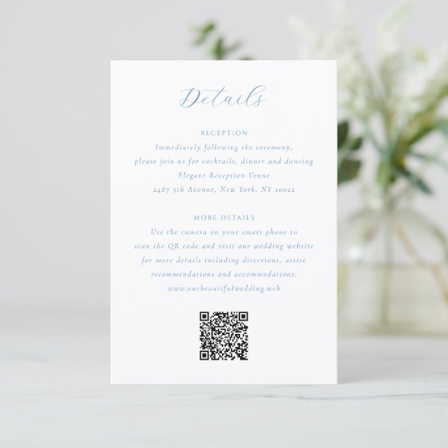 Carte D'accompagnement Elegant Blue and White Coastal Chic Wedding (Debout devant)