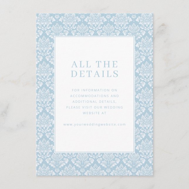 Carte D'accompagnement Elegant Blue Damask (Devant)
