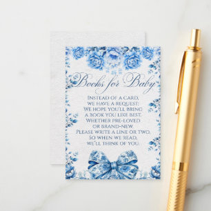 Carte D'accompagnement Elégant Blue Floral Bow Chic Toile Livres pour béb