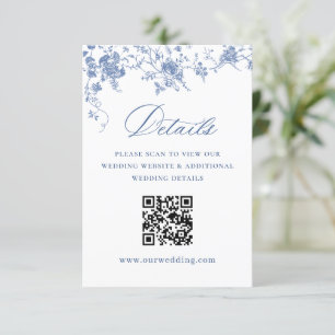 Carte D'accompagnement Elégant Blue French Garden Floral Détails Mariage