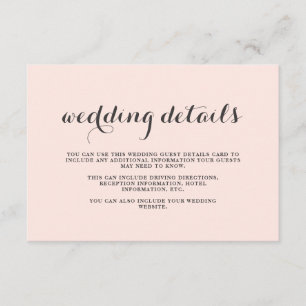 Carte D'accompagnement Elegant Blush et Grey Mariage Détails