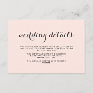 Carte D'accompagnement Elegant Blush et Grey Mariage Détails