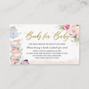 Carte D'accompagnement Elégant Blush Floral High Tea Party Livres pour bé