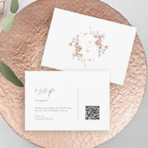 Elegant Blush Floral QR Code RSVP Card