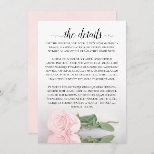 Carte D'accompagnement Élégant Blush Pink Romantique Rose Détails Mariage