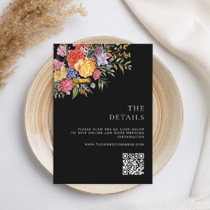 Carte D'accompagnement Elégant Boho Black Dutch Floral Mariage