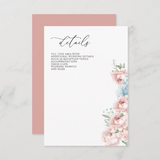 Carte D'accompagnement Elégant Boho été printemps Blush Floral Mariage (Devant / Derrière)