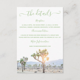 Carte D'accompagnement Elegant Boho Green Joshua Tree Détails du Mariage