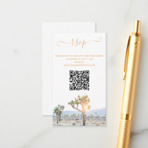 Carte D'accompagnement Elégant Boho Greenery Joshua Tree QR Code Mariage