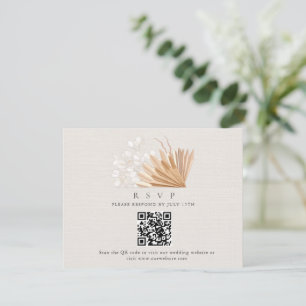 Carte D'accompagnement Elegant Boho QR Code Mariage RSVP