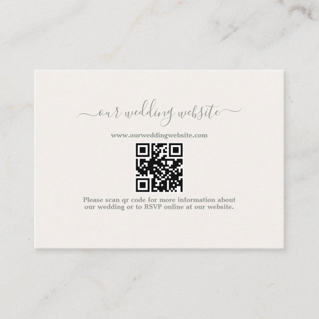 Carte D'accompagnement Elegant Boho QR Code Sage Green Mariage Website (Devant)