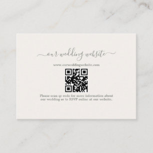 Carte D'accompagnement Elegant Boho QR Code Sage Green Mariage Website