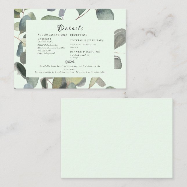 Carte D'accompagnement Élégant Boîtier en Folift Cash Bar & Shuttle Mint (Devant / Derrière)