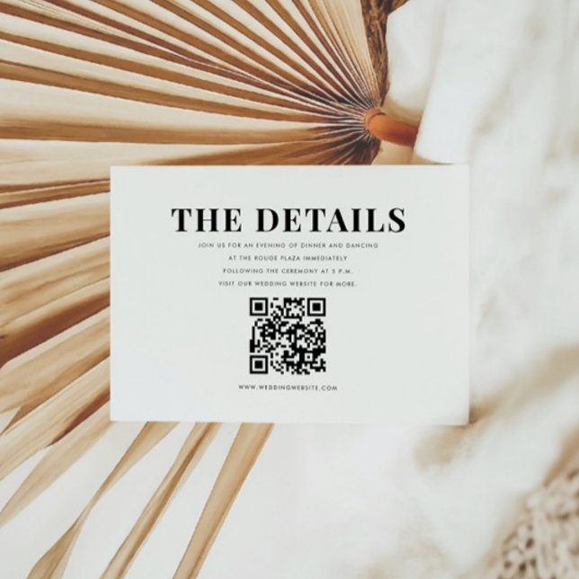 Carte D'accompagnement Élégant Bold Moderne QR Code Détails Mariage (Créateur téléchargé)