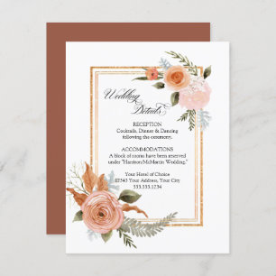 Carte D'accompagnement Elégant Bouquet Rose Gold Détails Mariage
