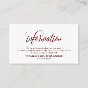 Carte D'accompagnement Elégant, Bourgogne, Nos Détails Mariages