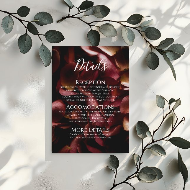 Carte D'accompagnement Elegant Burgundy Romantic Rose Enclosure Card (Créateur téléchargé)