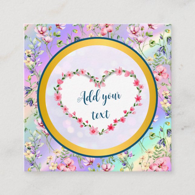 Carte D'accompagnement Elégant cadre de coeur floral : pour chaque occasi (Devant)