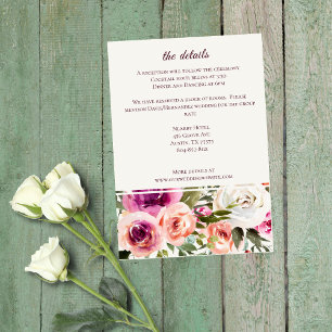 Carte D'accompagnement Elégant Cadre Floral Rose Blush Purple Peach Blanc