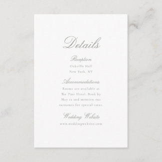 Carte D'accompagnement Elegant Calligraphy Wedding Details Card