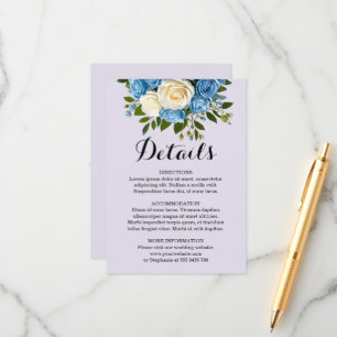 Carte D'accompagnement Elégant Champagne bleu Dusty Détails du Mariage