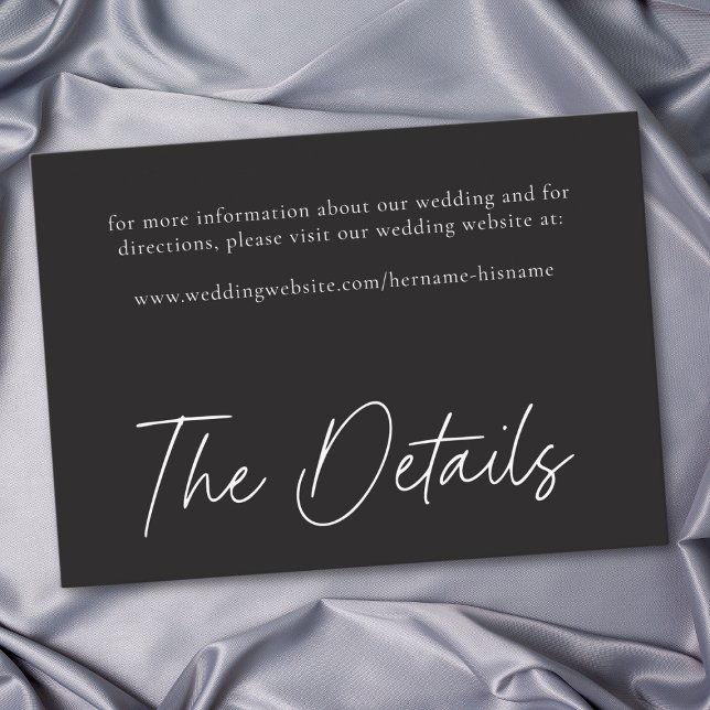 Carte D'accompagnement Elegant Charcoal Black Minimalist Wedding (Elegant Charcoal Black Minimalist Wedding Enclosure Card)