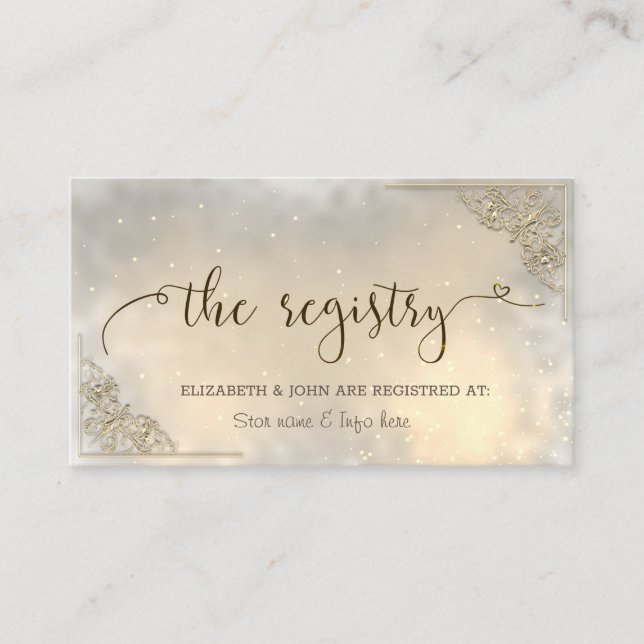 Carte D'accompagnement Elegant Chic Gold Mariage Registre (Devant)