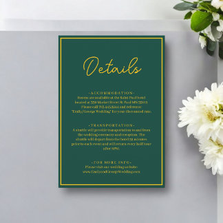 Carte D'accompagnement Élégant Chic Vert Et Or Moderne Mariage De Luxe