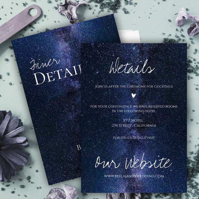 Carte D'accompagnement Elégant Ciel Nocturne Sous Les Etoiles Détails Mar (Elegant Night Sky Under The Stars Wedding Details Enclosure Card)
