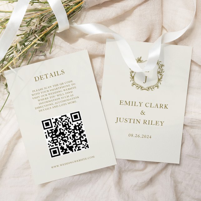 Carte D'accompagnement Elegant Classic Gold Mariage QR code Détails (Créateur téléchargé)