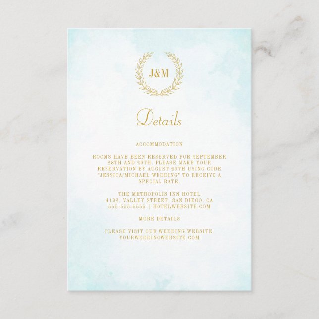 Carte D'accompagnement Elegant Classic Monogram Détails du Mariage (Devant)