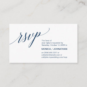 Carte D'accompagnement Élégant classique minimal, Navy Blue Script, RSVP