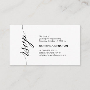 Carte D'accompagnement Élégant classique, Script noir, RSVP Party