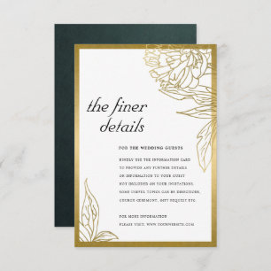 CARTE D'ACCOMPAGNEMENT ÉLÉGANT CLASSY GOLD FOIL MARIAGE FLORAL DÉTAILS