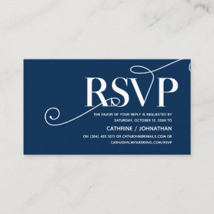 Carte D'accompagnement Elegant Classy, Navy Blue Script, réponse RSVP