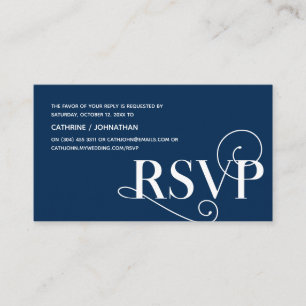Carte D'accompagnement Elegant Classy, Navy Blue Script, réponse RSVP