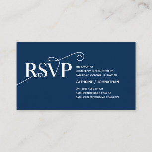 Carte D'accompagnement Elegant Classy, Navy Blue Script, réponse RSVP
