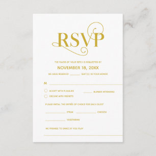Carte D'accompagnement Élégant Classy, RSVP, Gold Font, Répondre
