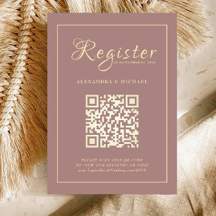 Carte D'accompagnement Elegant Clean Website Details QR Code RSVP Mariage