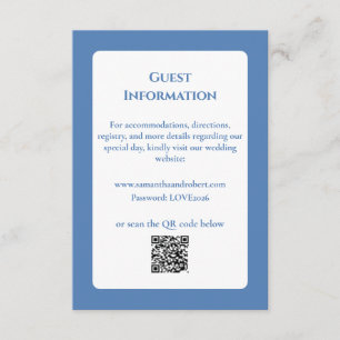 Carte D'accompagnement Élégant Code QR Art Linéaire Floral Bleu Poussiére