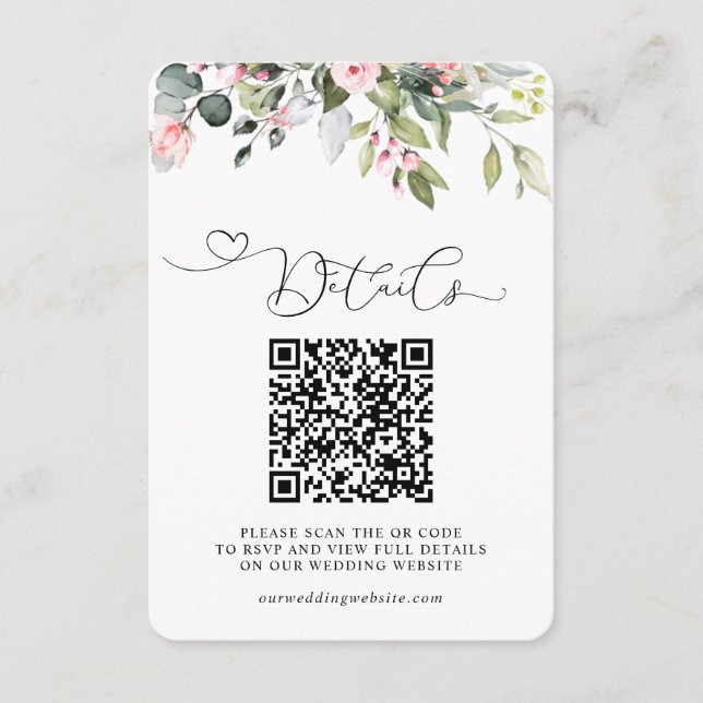 Carte D'accompagnement Élégant Code QR Botanique Eucalyptus Mariage (Devant)